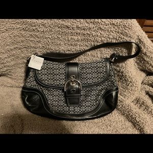 NWT Coach Black Signature Soho Buckle shoulder bag